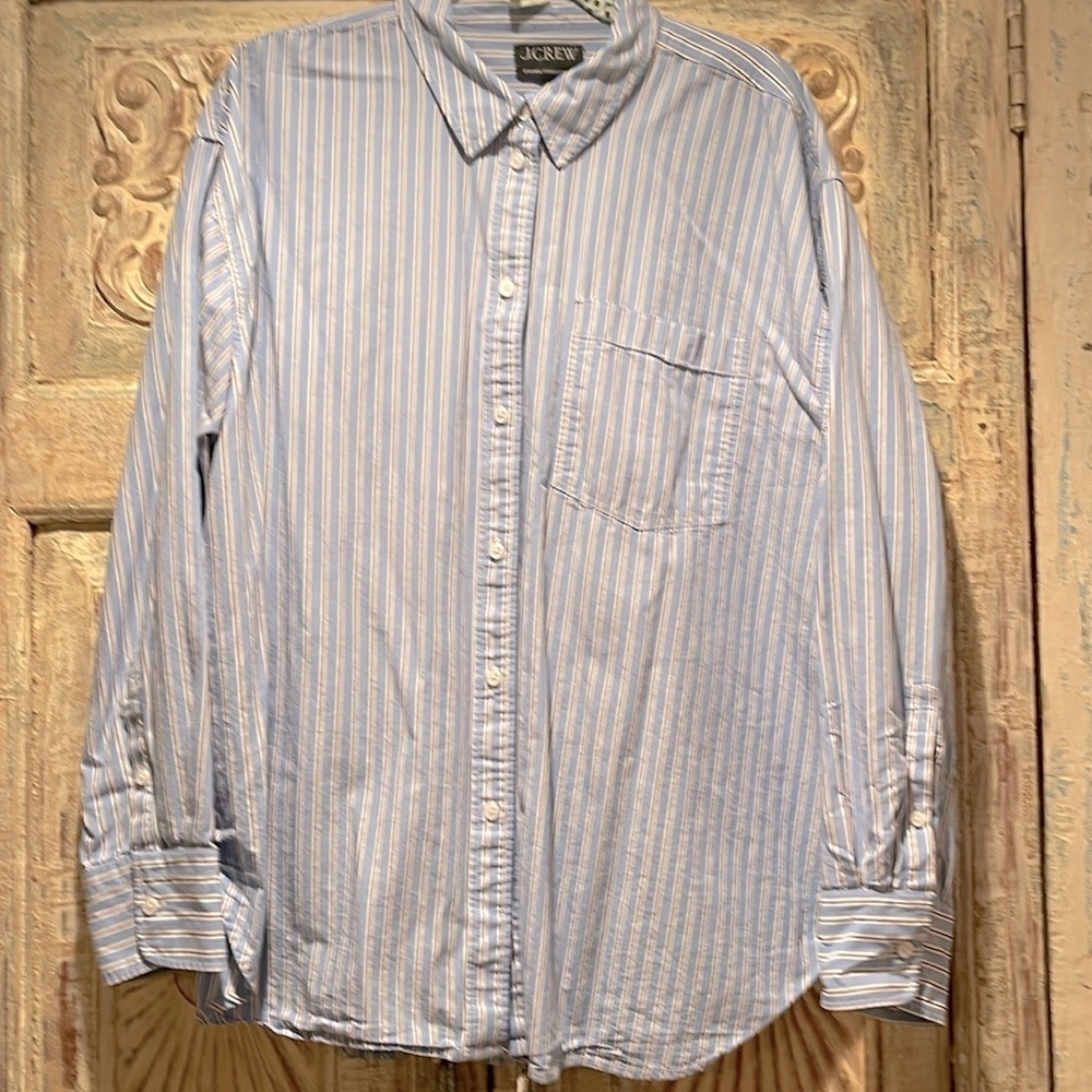 NWOT J.Crew Étienne oversized shirt in striped cotton poplin
/Blue, XL/